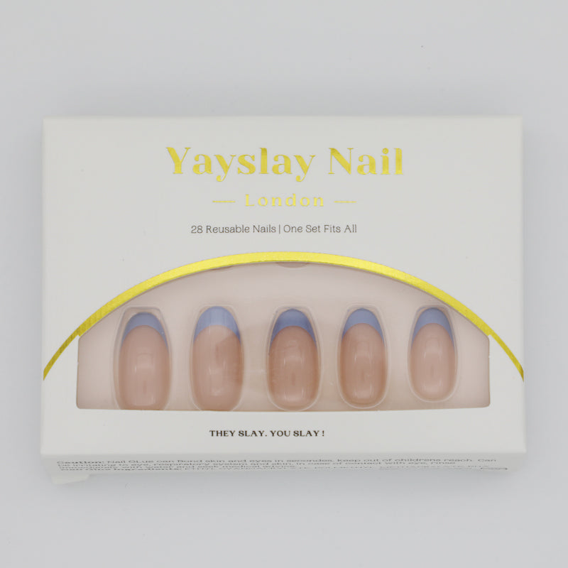 Y31 Blue French Tip almond nail