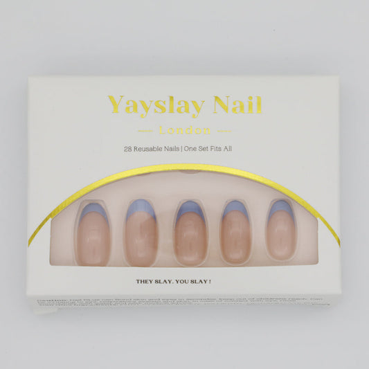 Y31 Blue French Tip almond nail