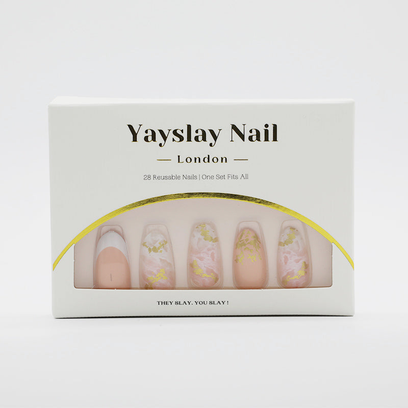 Y23 Ombre Golden French Tip Almond Nail