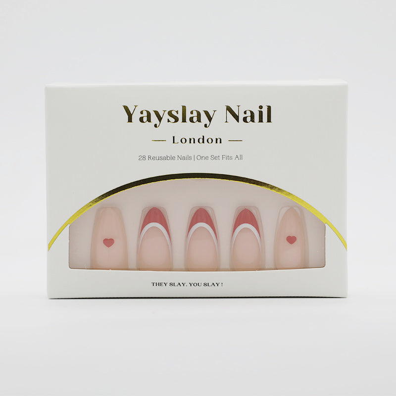 Y41 Double Lined French love Almond Nail