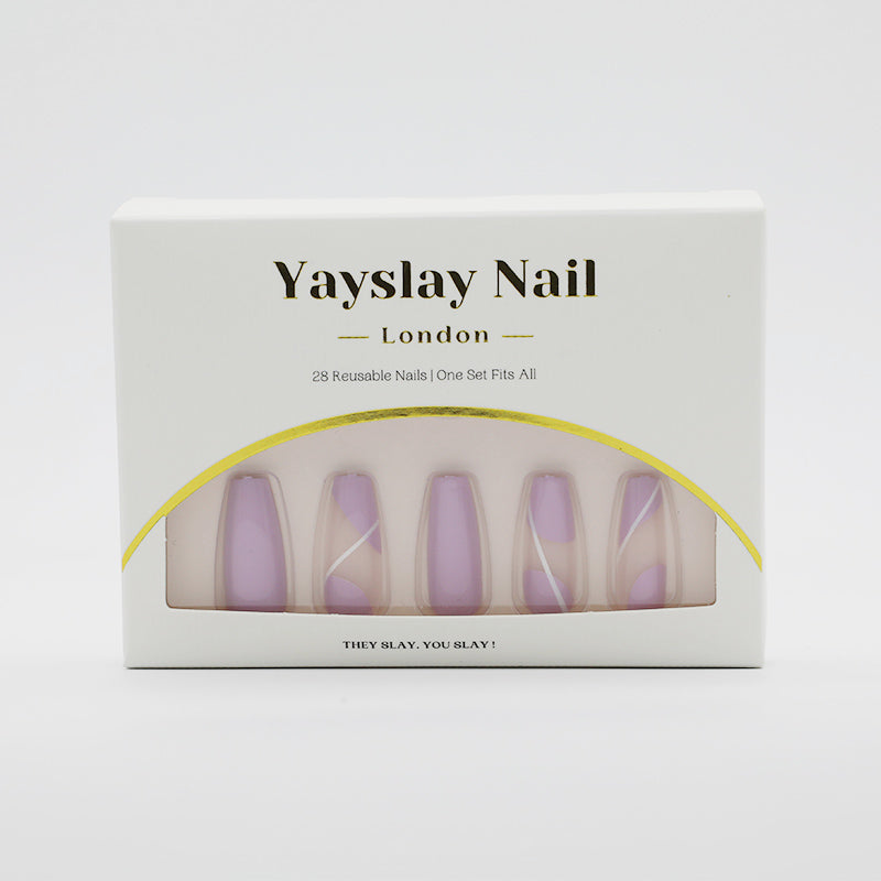 Y13 Purple French Coffin Nail