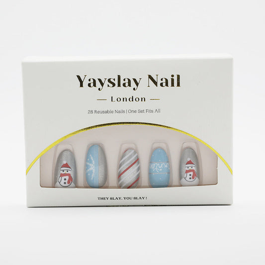 Y22 Snowman Grey Almond Nail