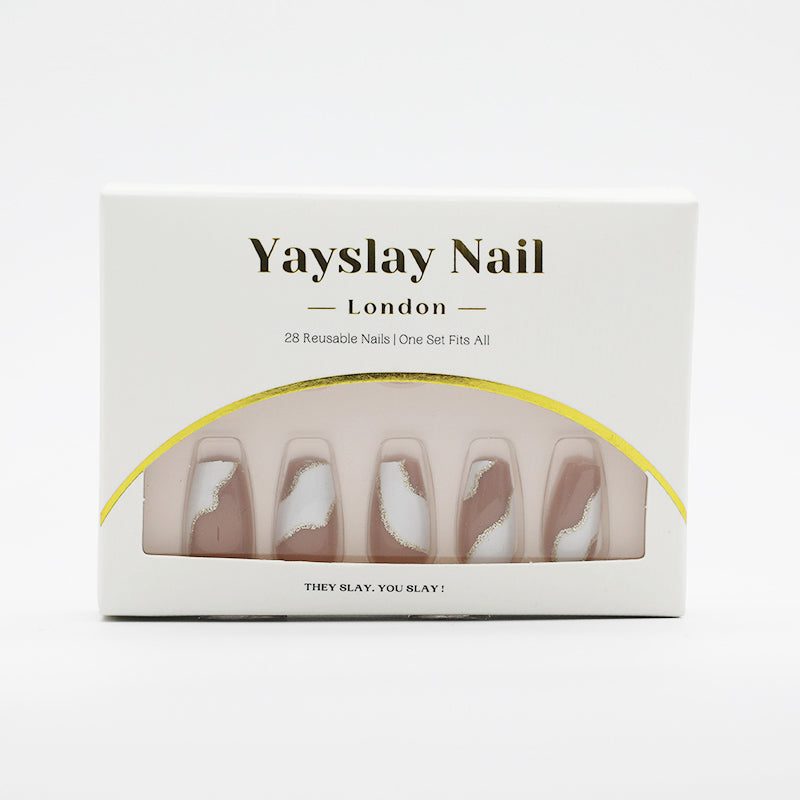 Y45 Creamy Amber Coffin Nail