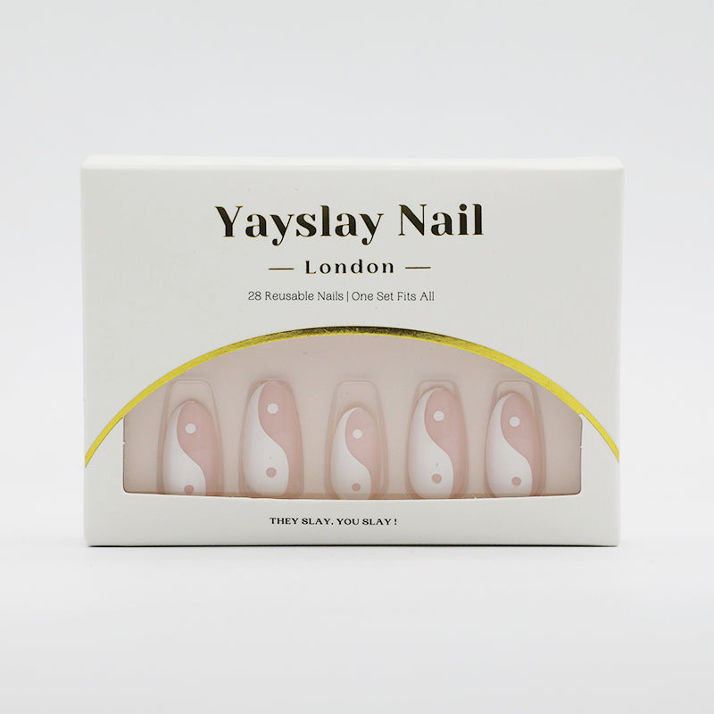 Y29 Pink Yin Yang Oval Medium Nail