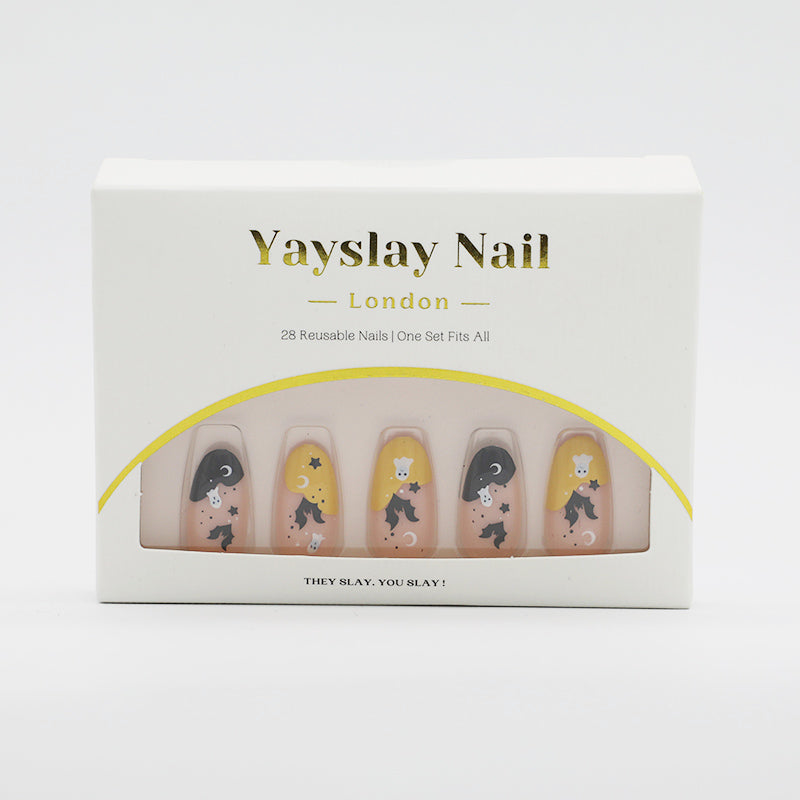 Y2 Bat Story Halloween oval nail