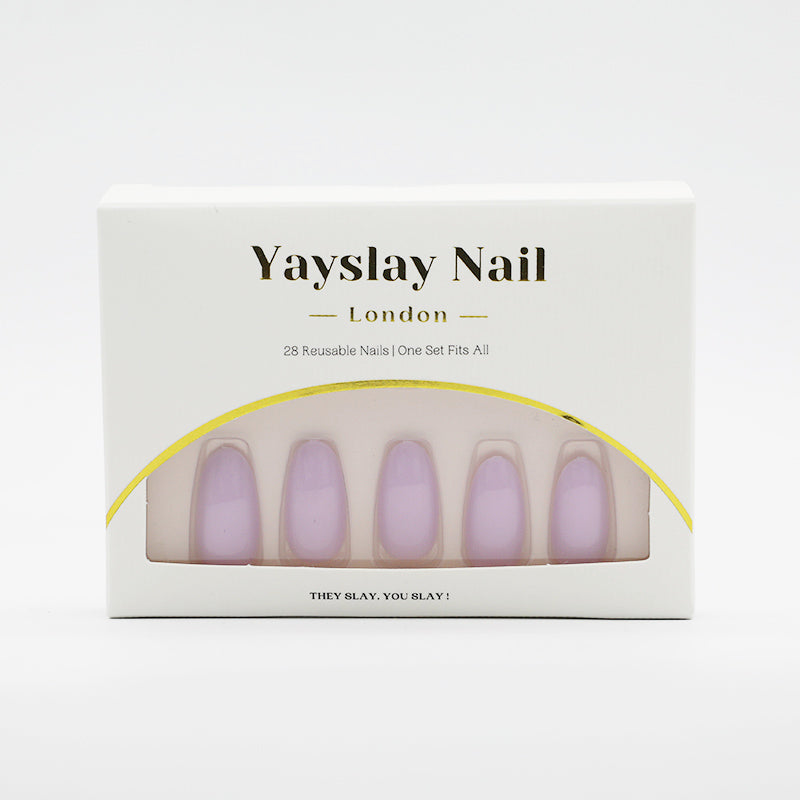 Y40 Glossy Purple Almond Nail