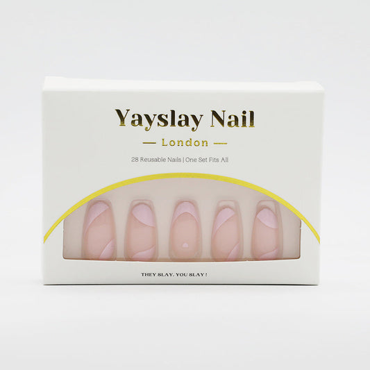 Y42 Pink Heart French Oval Nail