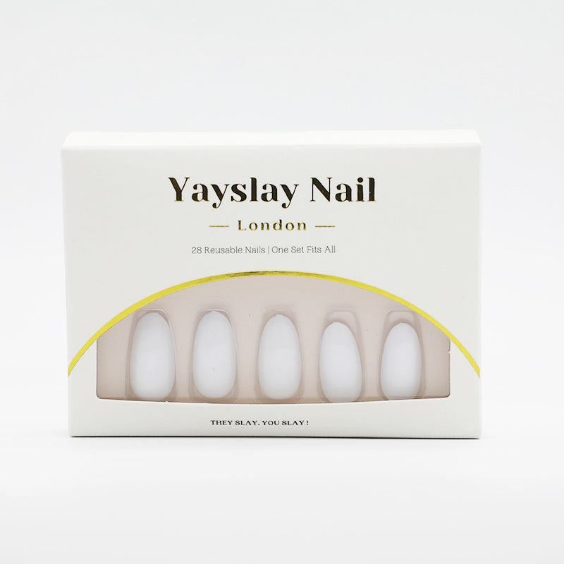 Y37 Glossy White Almond Nail