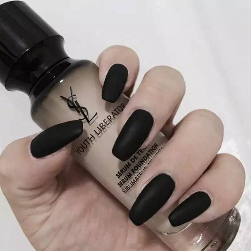 Matte Black Medium Coffin Nail
