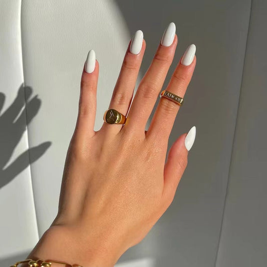 Y37 Glossy White Almond Nail