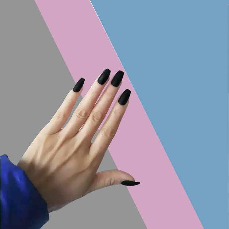 Matte Black Medium Coffin Nail