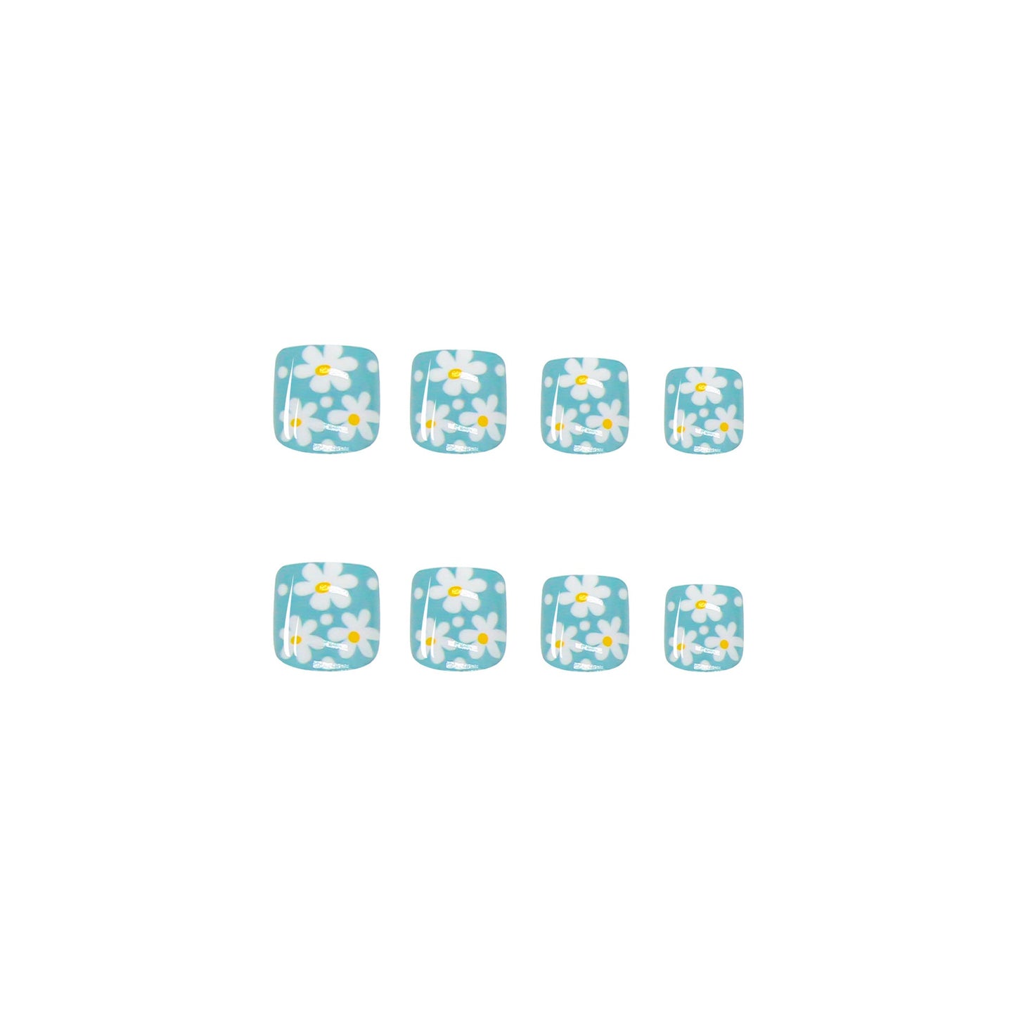 Blue daisy toe nails