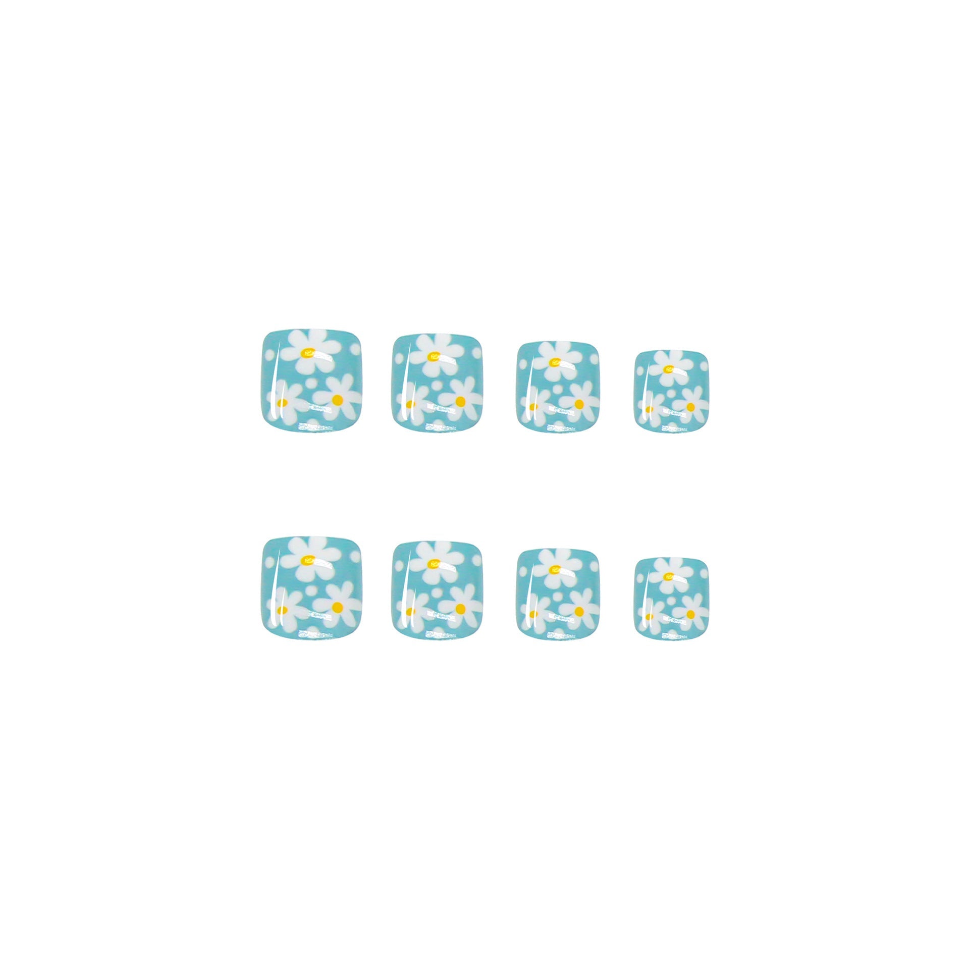 Blue daisy toe nails