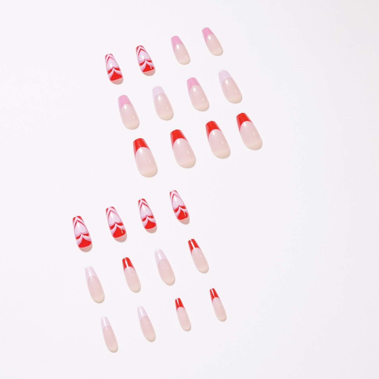 Pink french heart nail