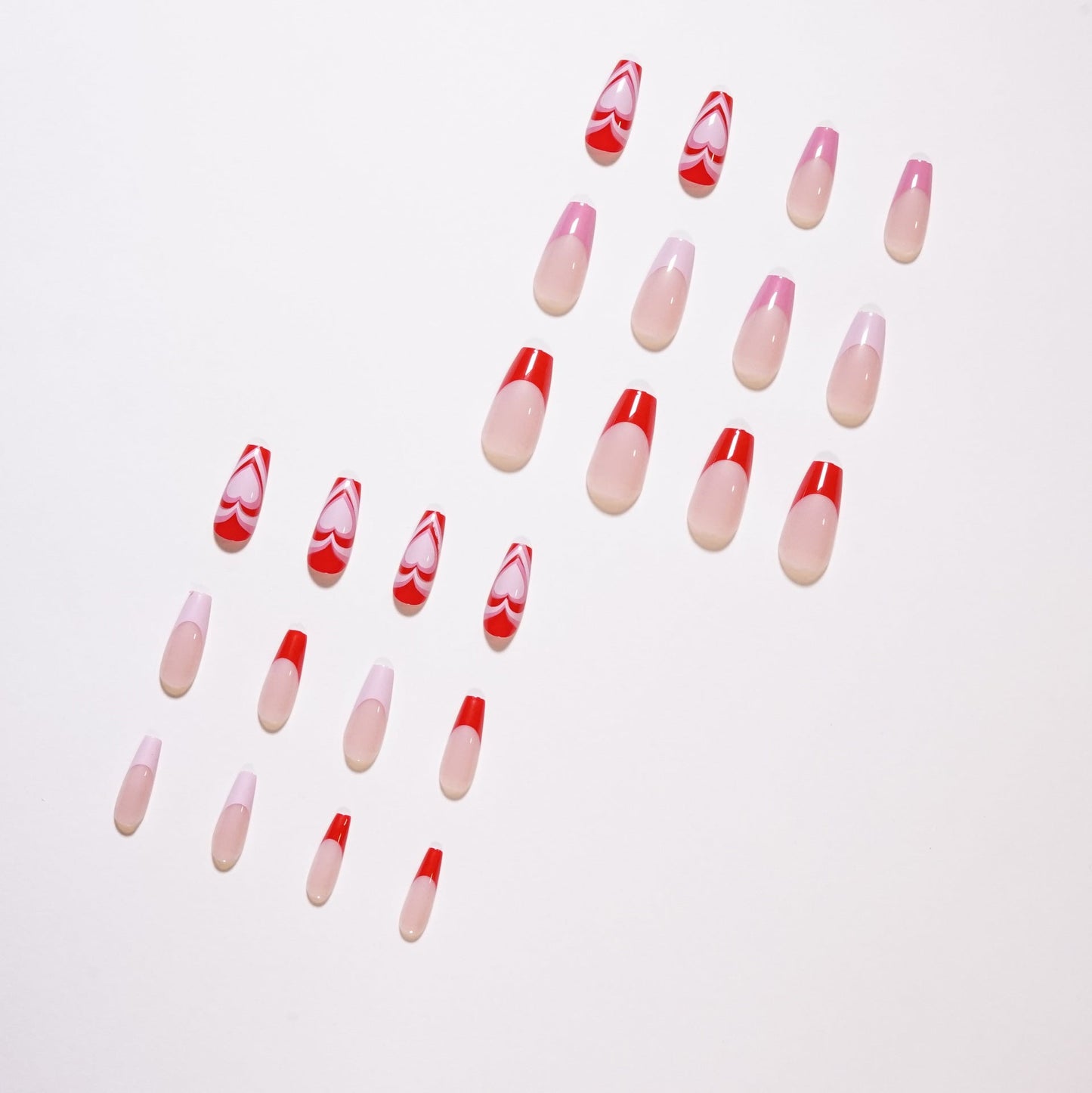 Pink french heart nail
