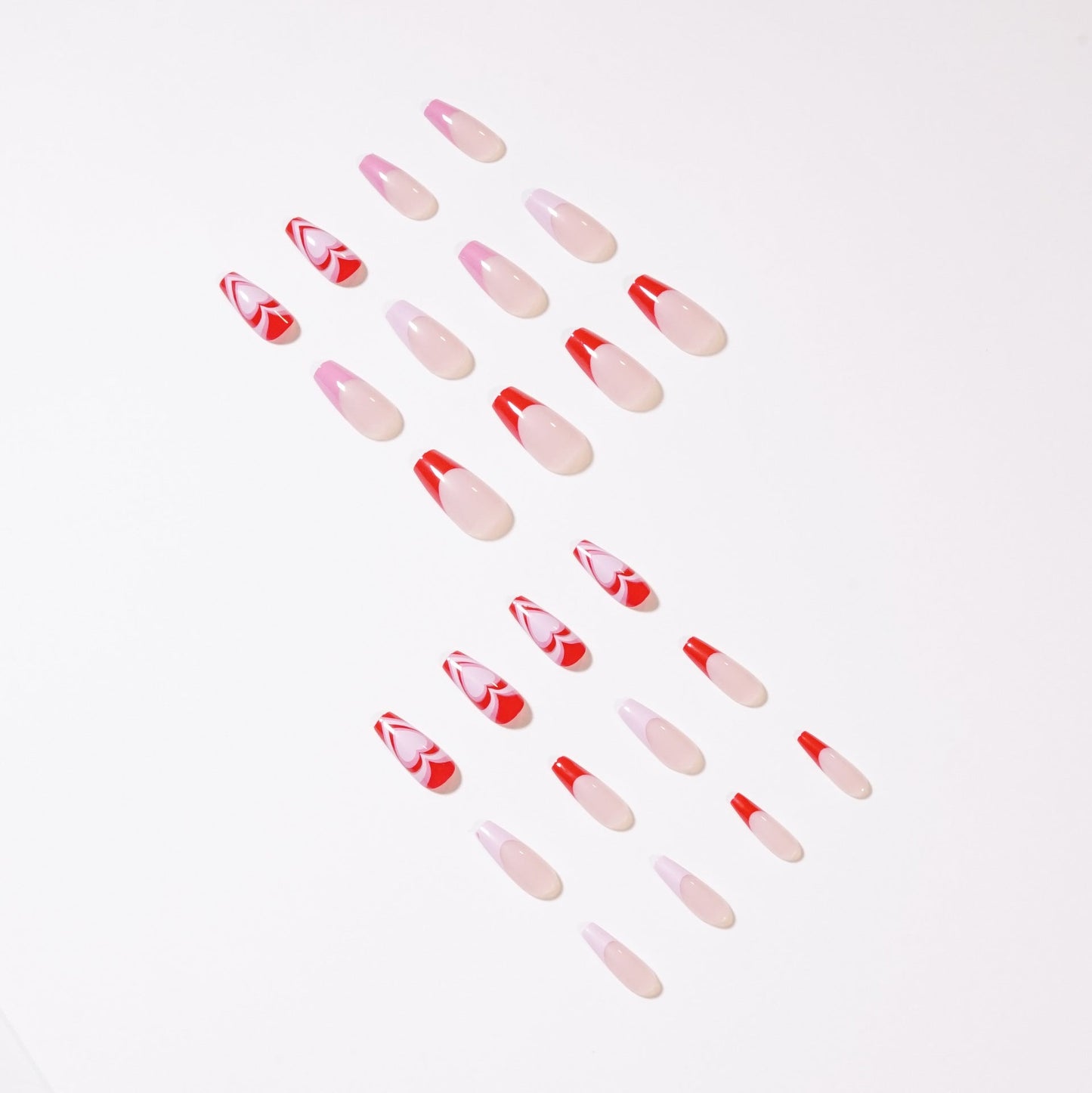 Pink french heart nail