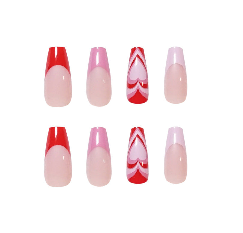 Pink french heart nail