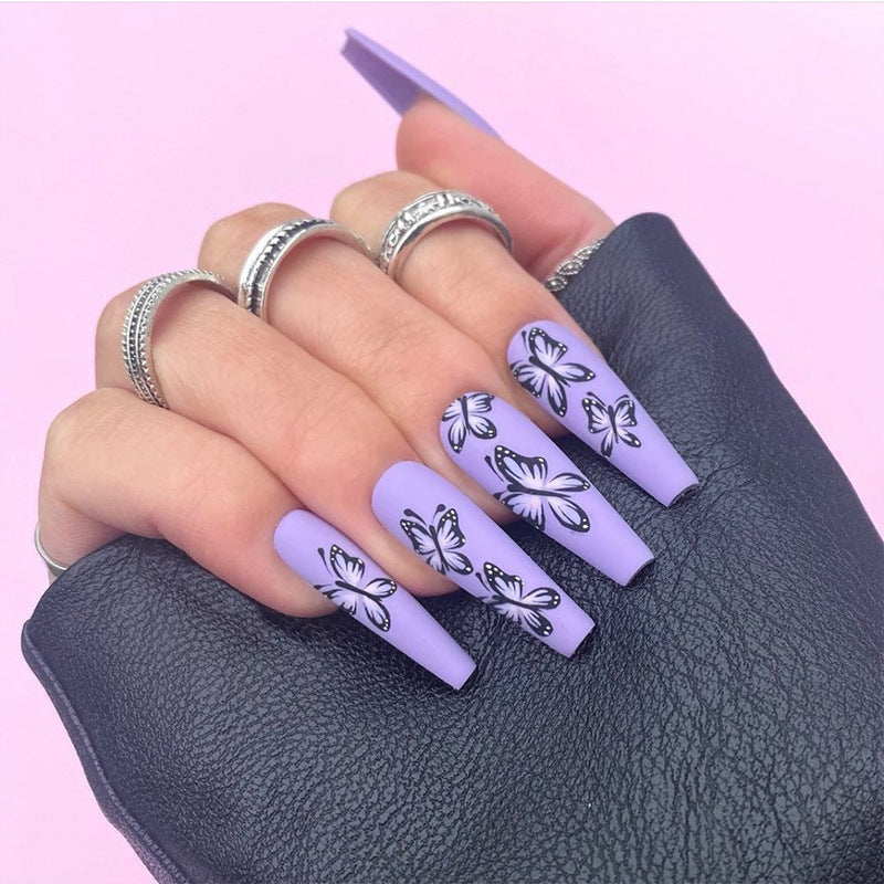 Purple Butterfly Ballerina Nail