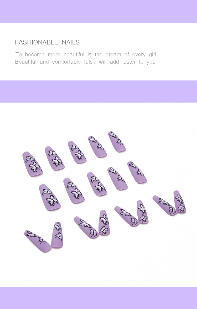 Purple Butterfly press-on manicure