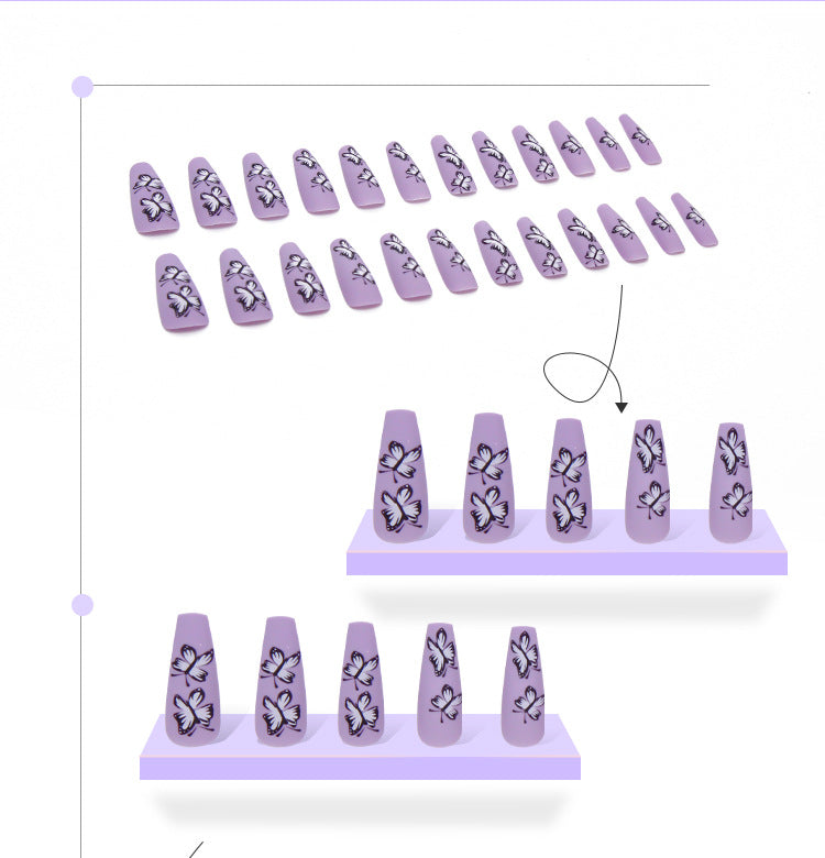 Purple Butterfly press-on manicure