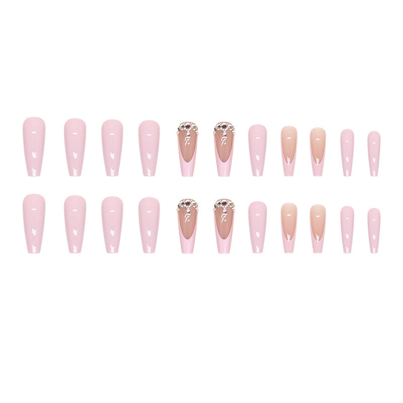 L23 Pink French Tip Ballerina Nail