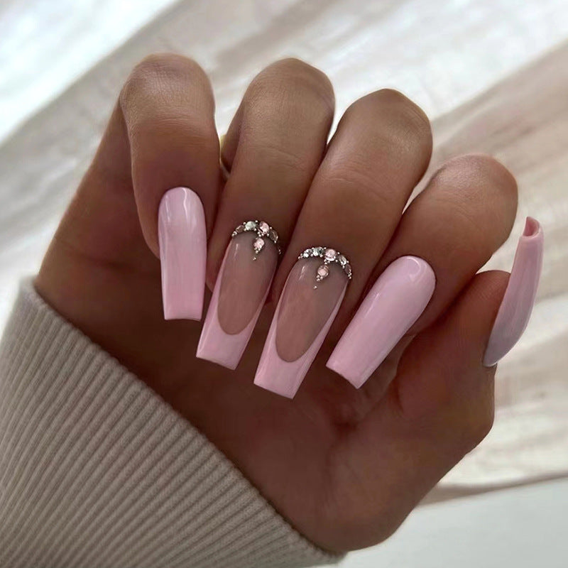 L23 Pink French Tip Ballerina Nail