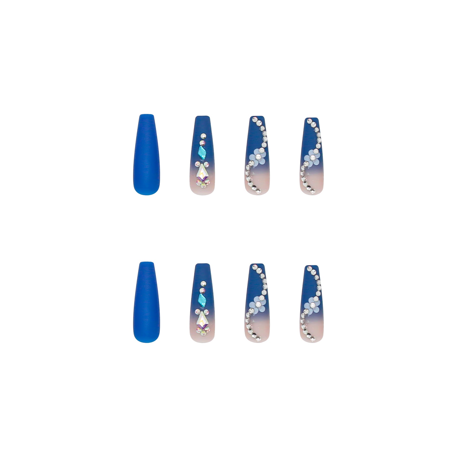 Flower Diamond Blue Presson manicure