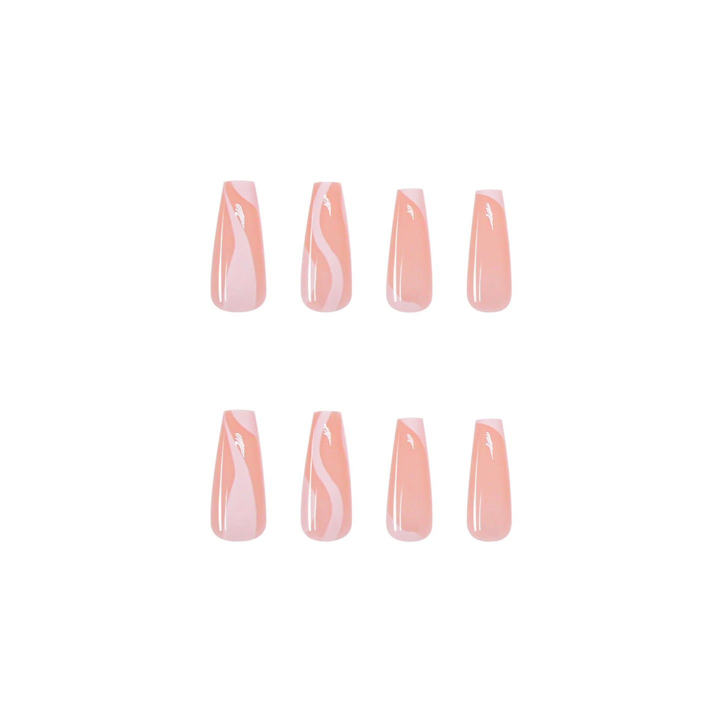 White Swirls Ballerina Nails