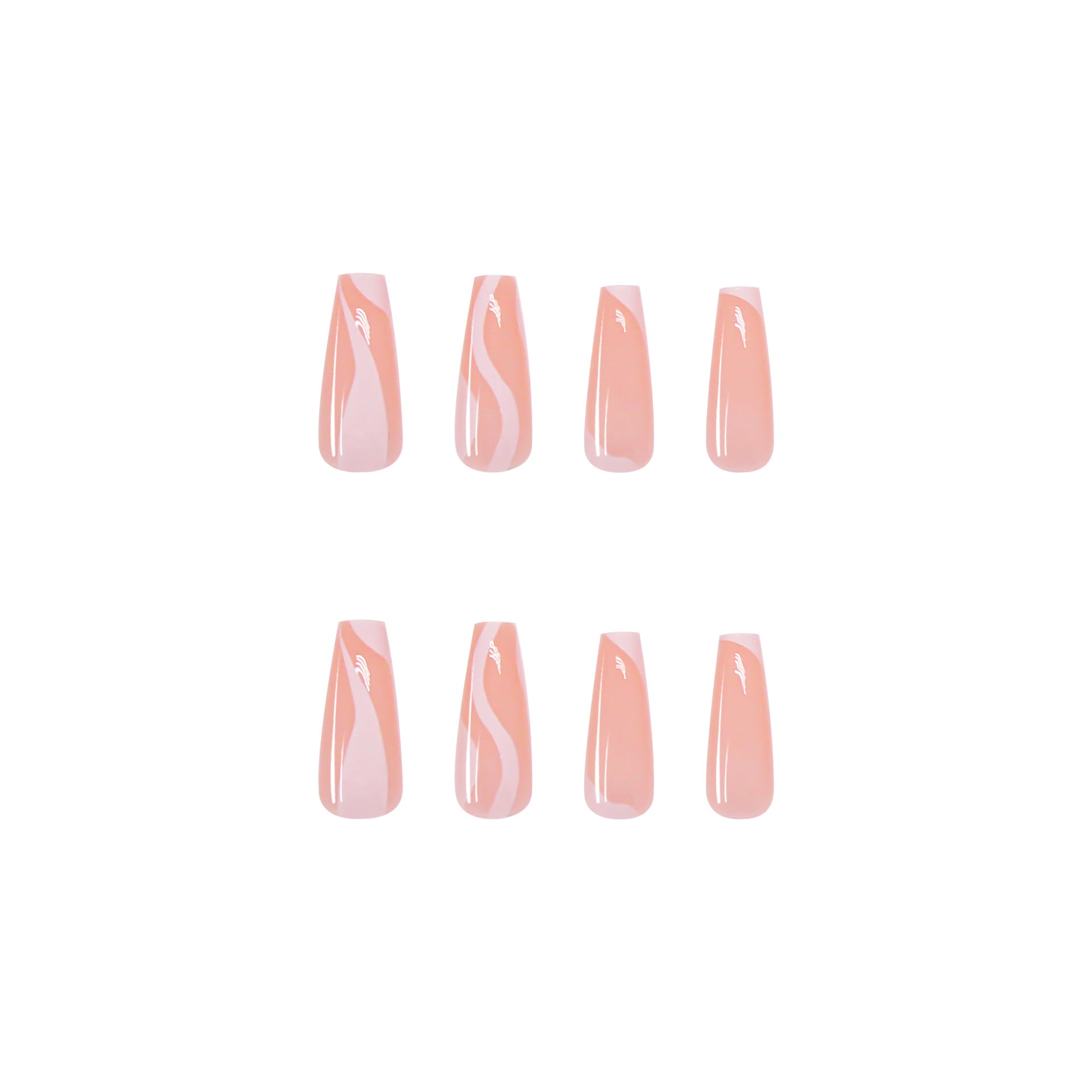 White Swirls Ballerina Nails