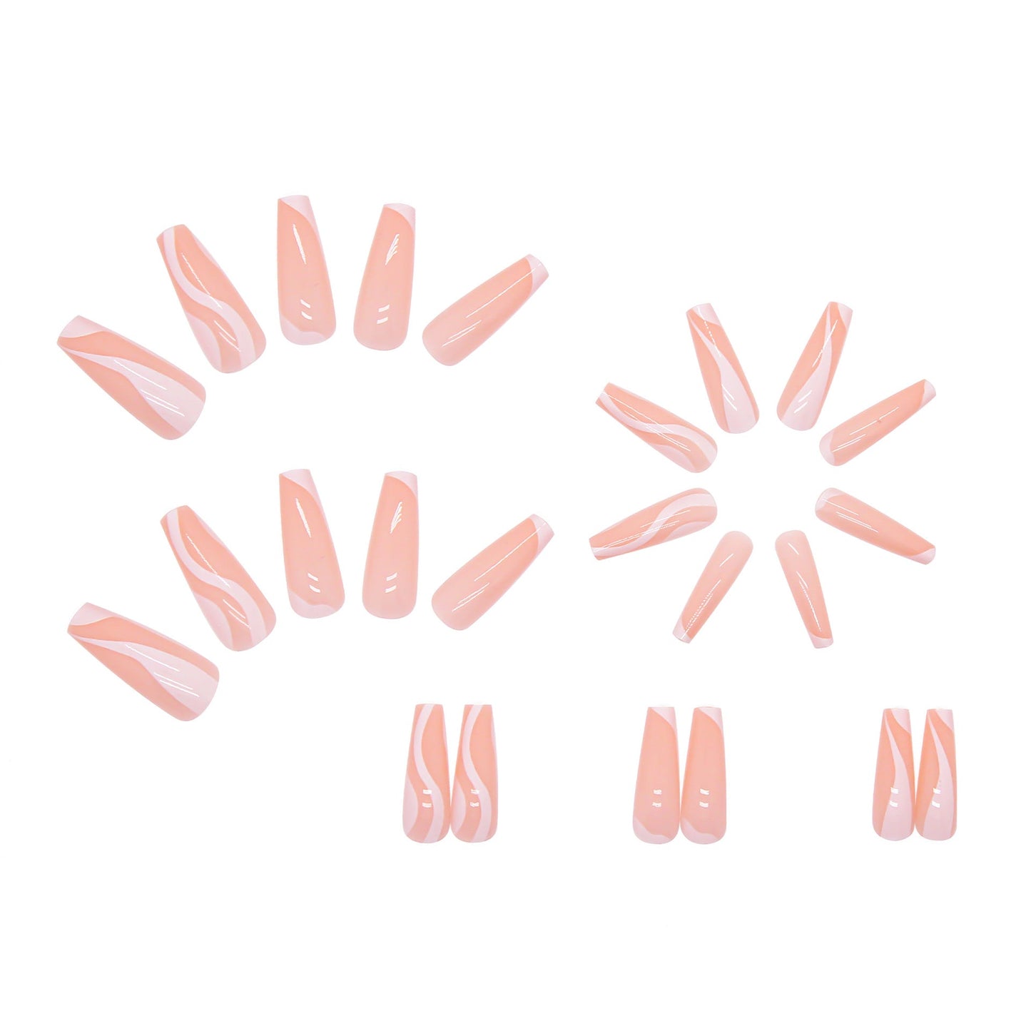 White Swirls Ballerina Nails