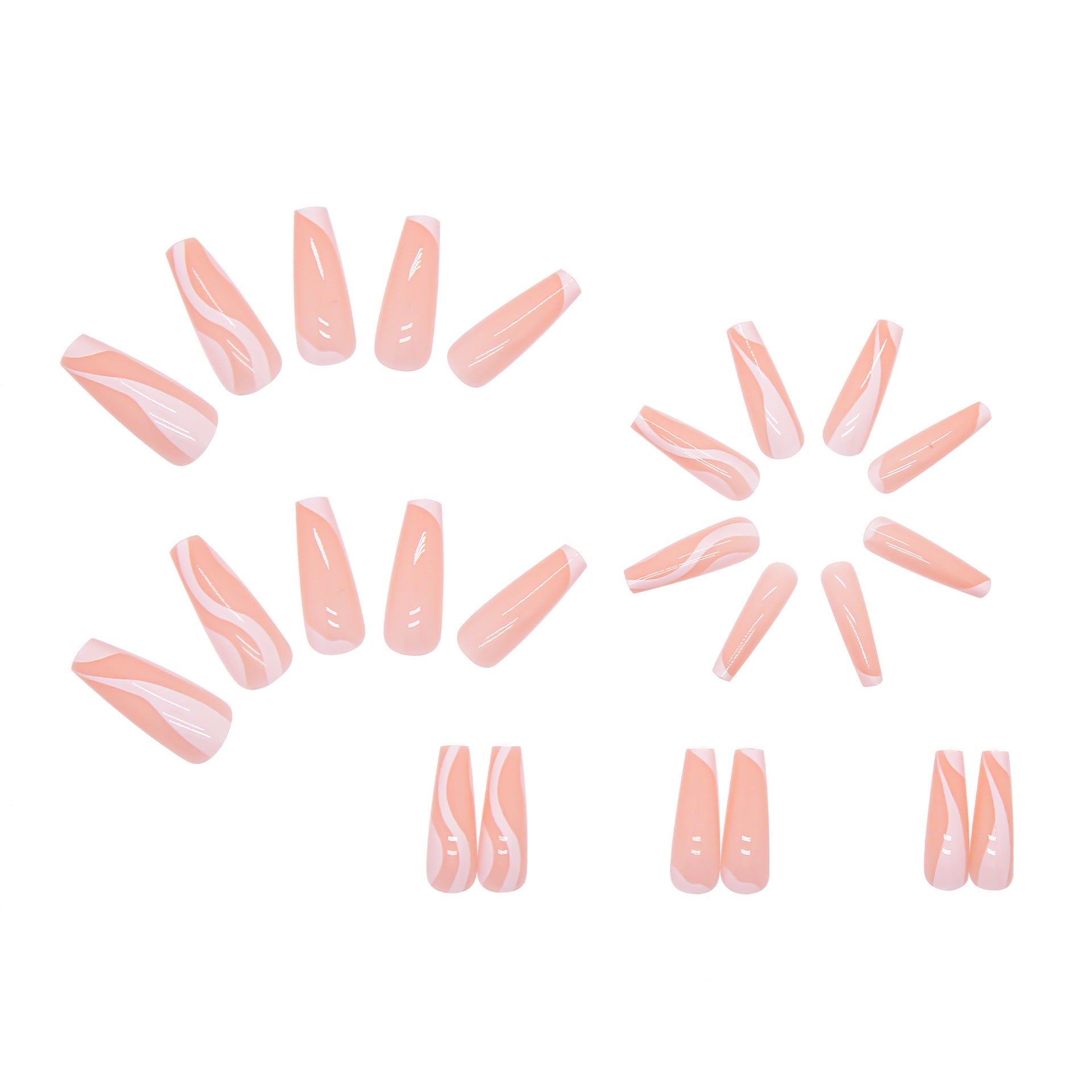 White Swirls Ballerina Nails