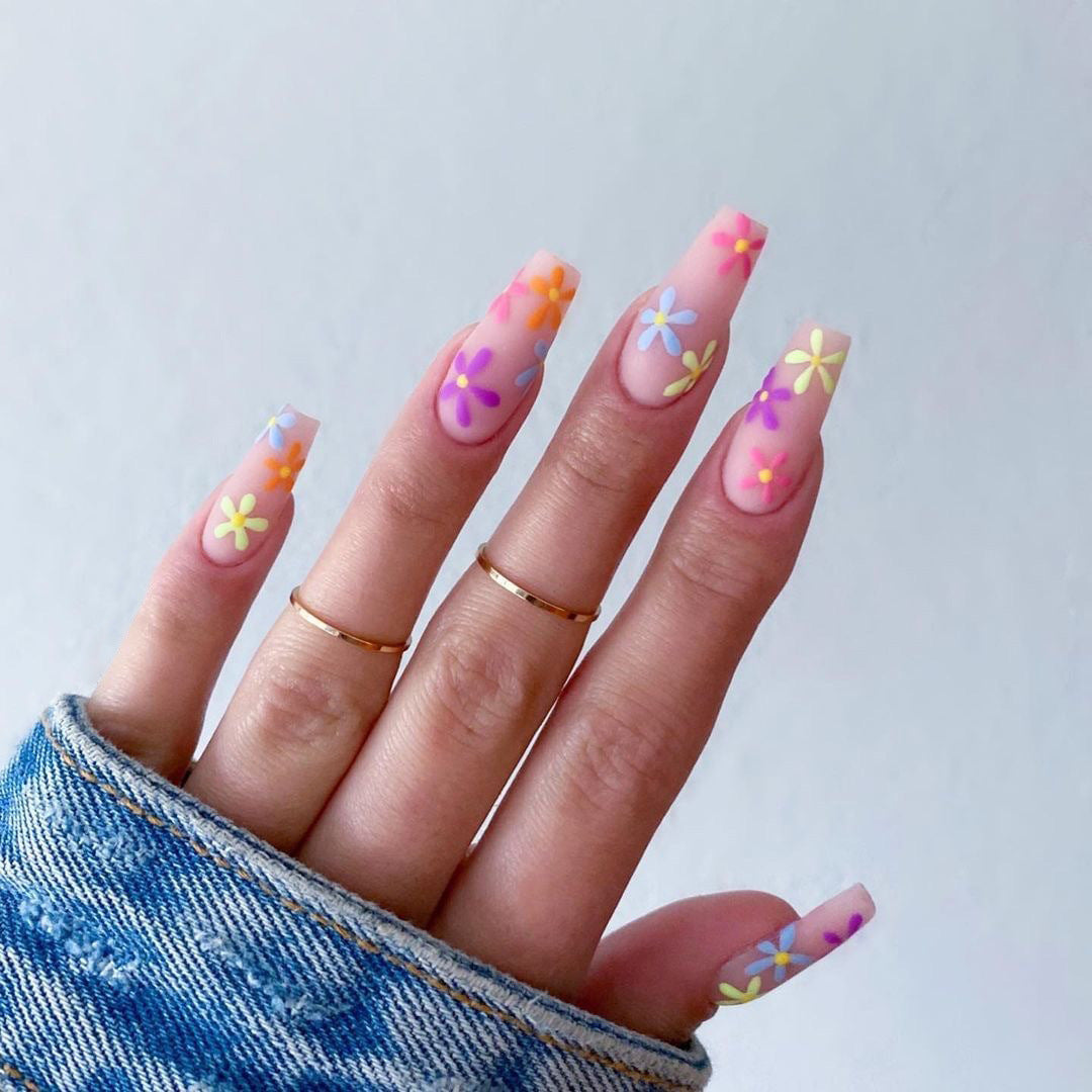 Coloful sunflowers nails