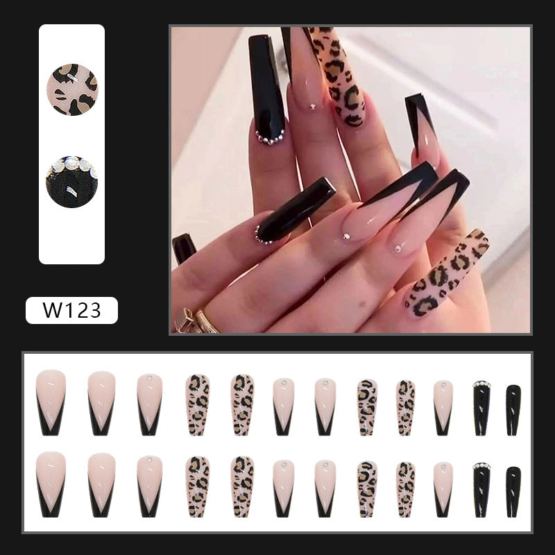 L69 Leopard french tip ballerina nail