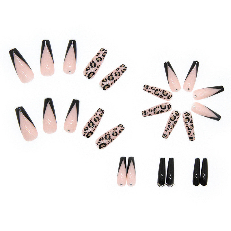 L69 Leopard french tip ballerina nail