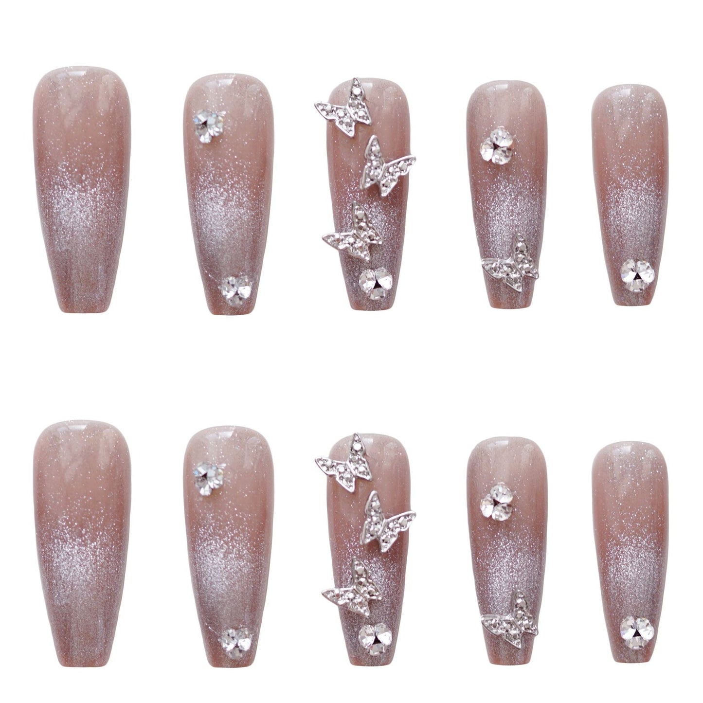 Butterfly on the glitter ballerina nail