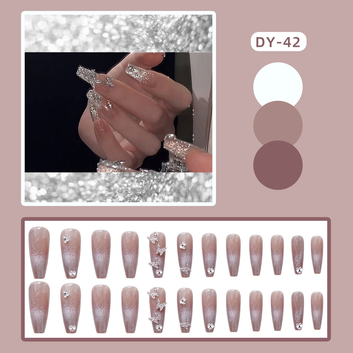 Butterfly on the glitter ballerina nail