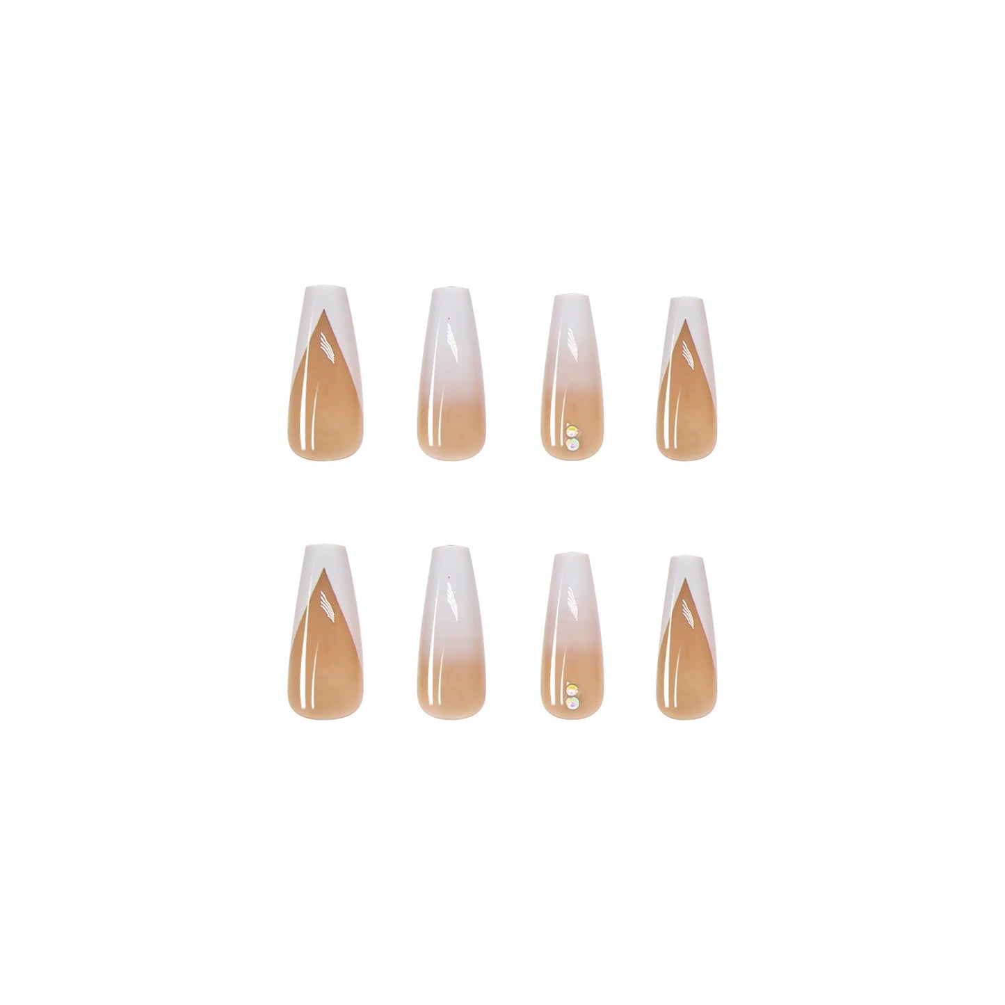 L15 Ombre White French Tip Ballerina Nail