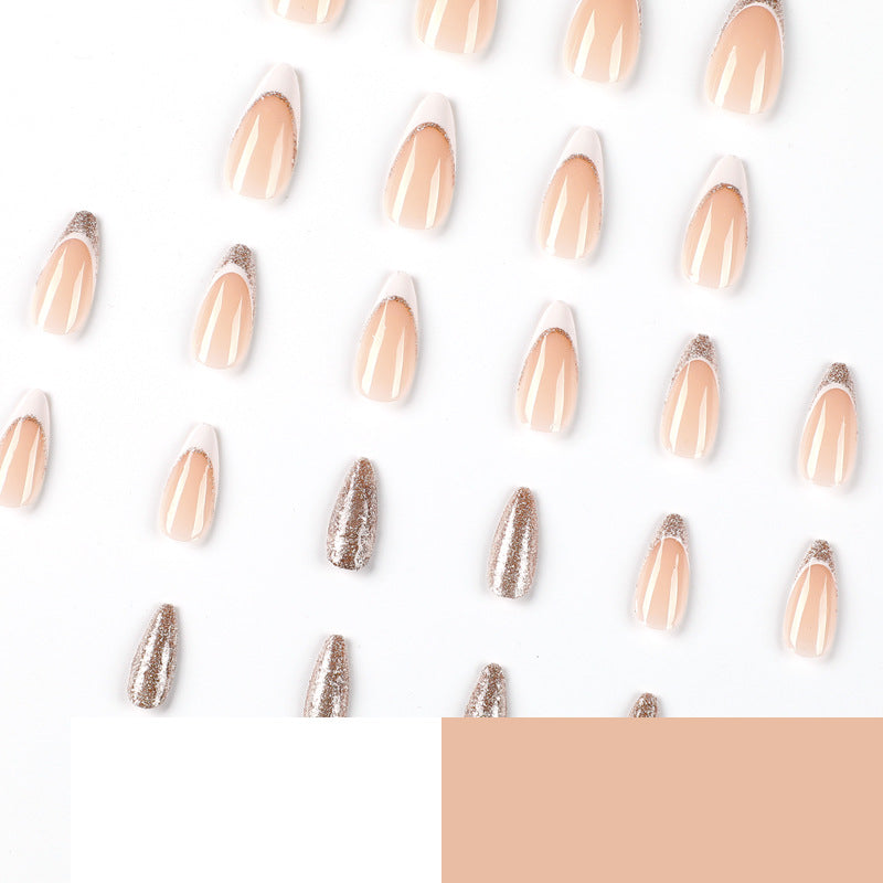 Golden French Tip Almond Nail