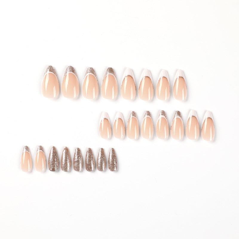 Golden French Tip Almond Nail