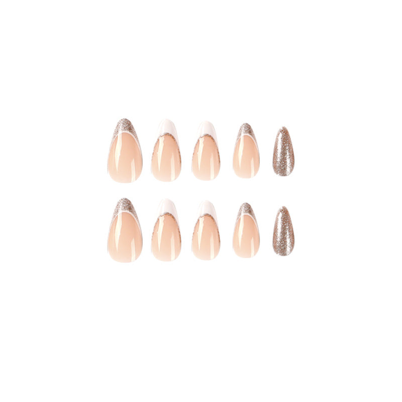 Golden French Tip Almond Nail