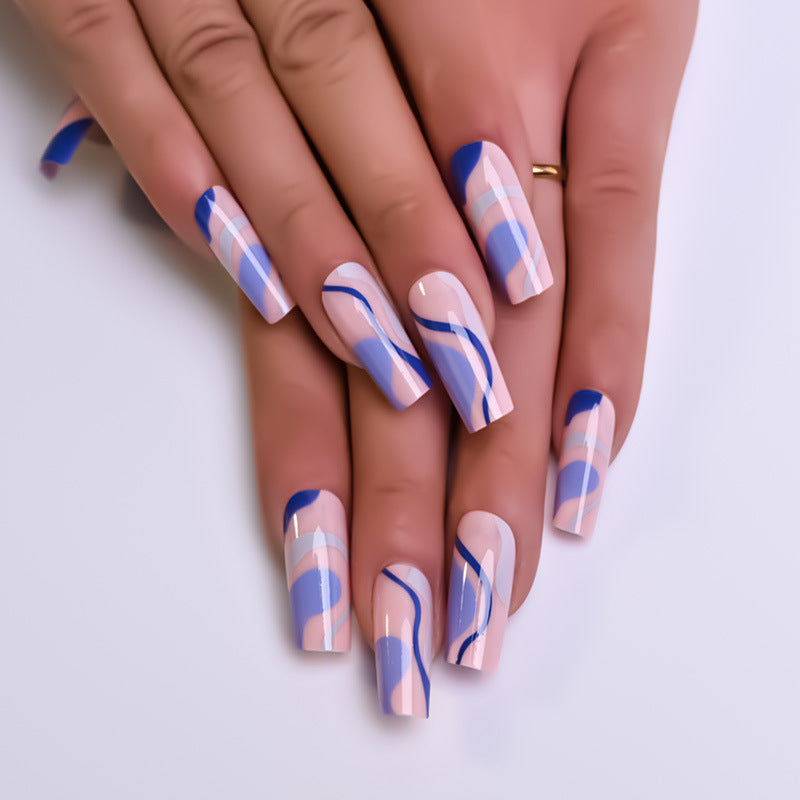 Purple & Blue Swirls Square Nail