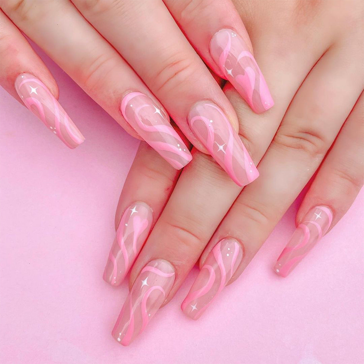 Pink Swirls nails