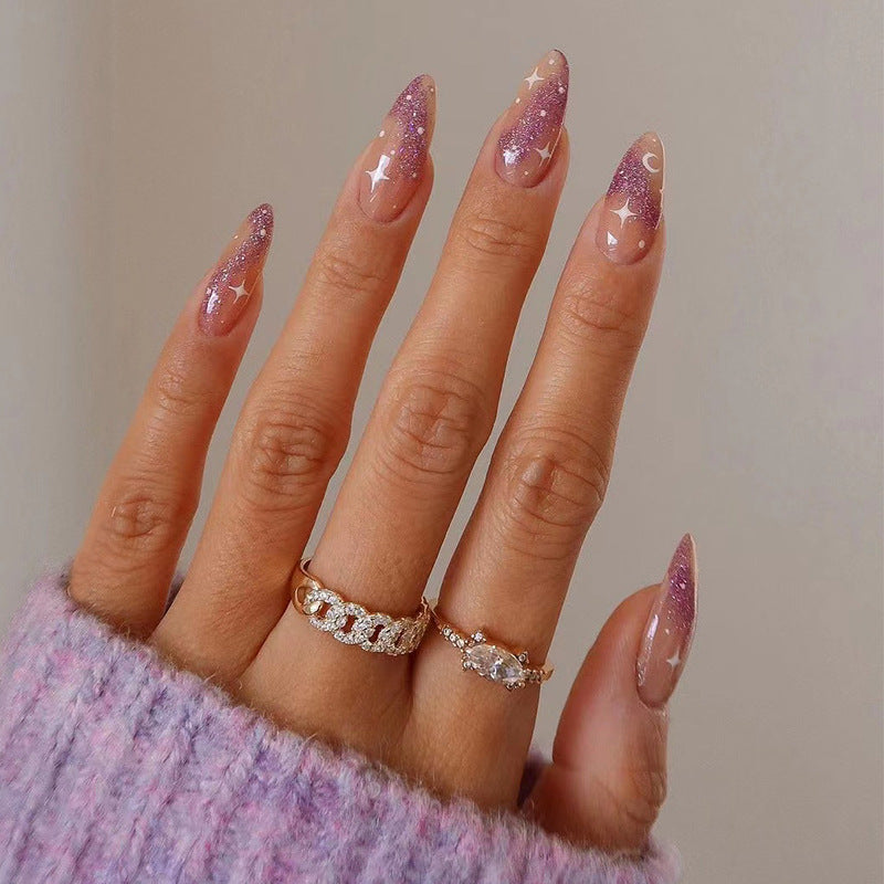 M27 The Glitter Starmoon Almond Nail