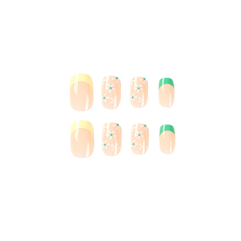 M70 Spring flower french tip square nail