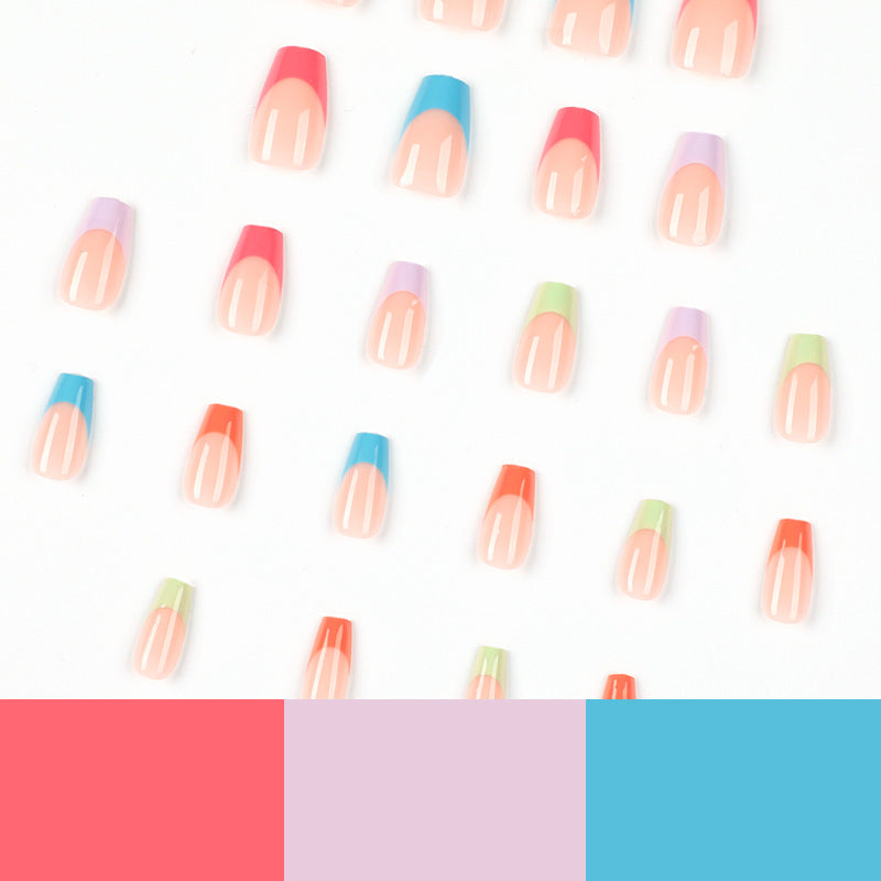 Colorful french tip coffin nail