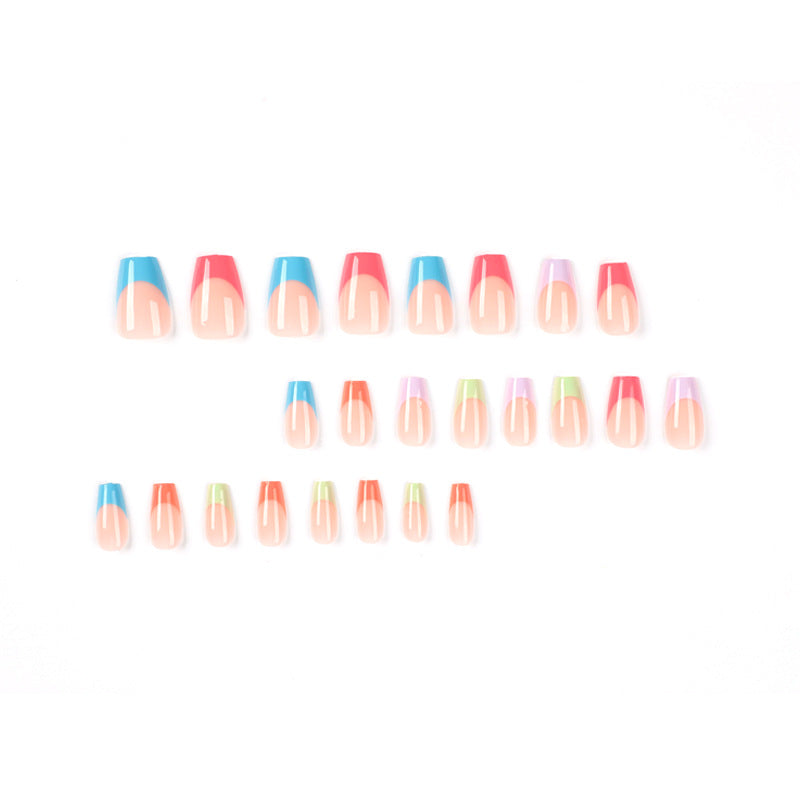 Colorful french tip coffin nail