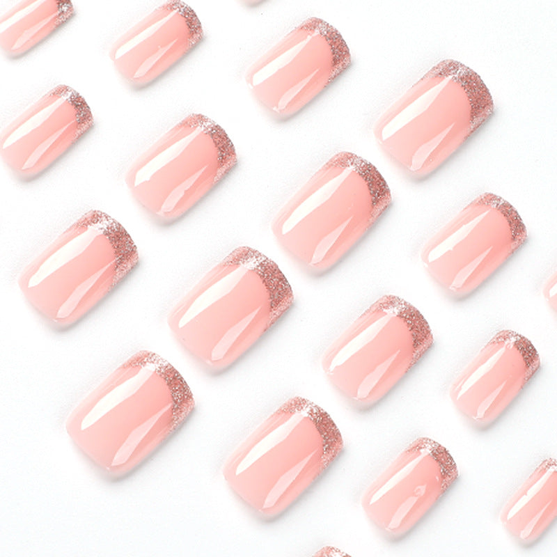 Glitter French Tip Medium Square Nail