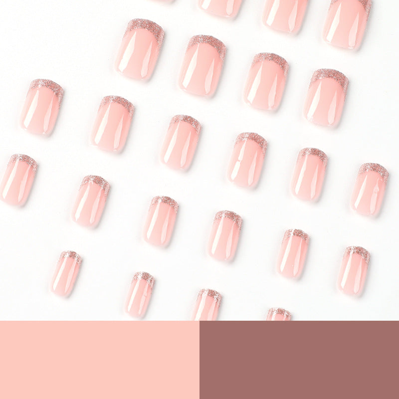 Glitter French Tip Medium Square Nail