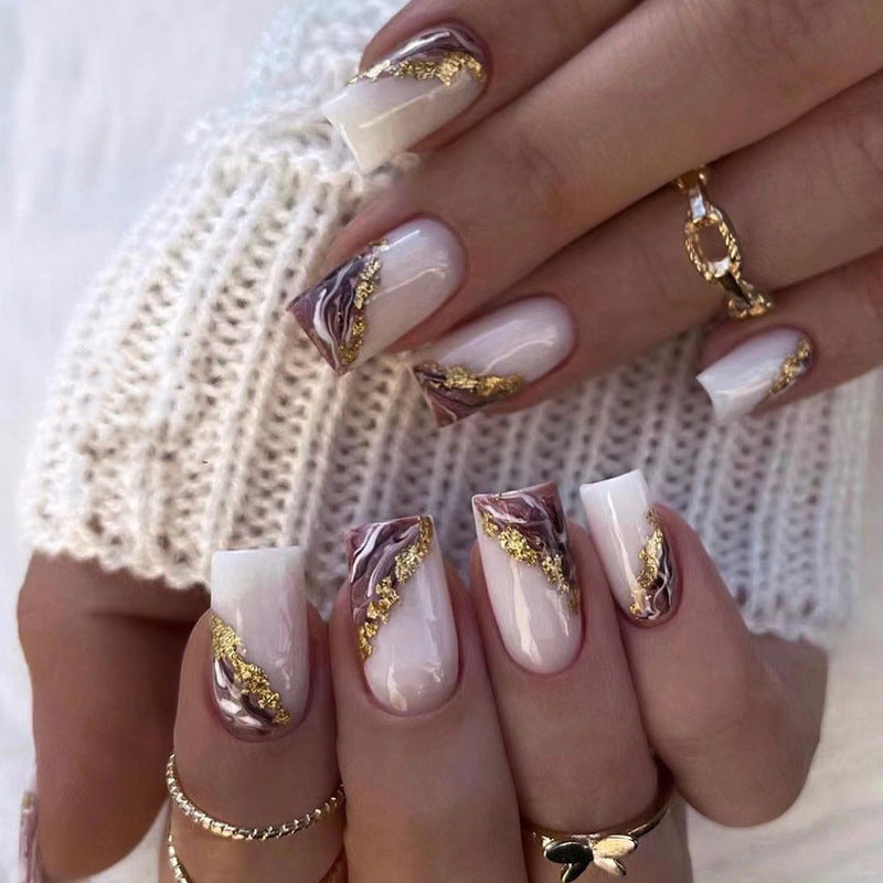 Ombre Golden Square Medium Nail