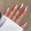 Spring flowers french tip almond nail